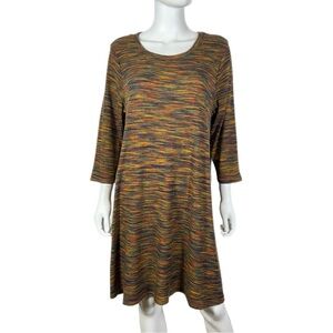 Song n Spirit Multicolor Space Dye Long Sleeve Lightweight Knit Dress